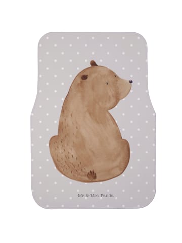 Mr. & Mrs. Panda Auto Fußmatte Bär Schulterblick ohne Spruch in Grau Pastell