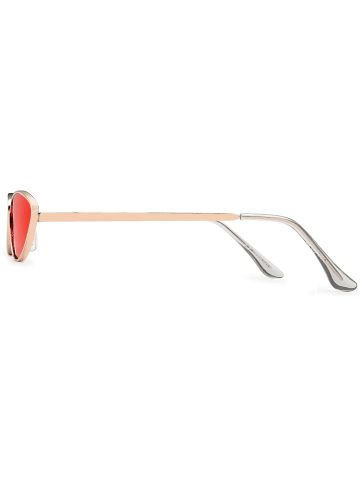 styleBREAKER Cateye Sonnenbrille in Silber / Rot getönt