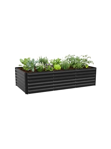 relaxdays Hochbeet in Schwarz - (B)240 x (H)57 x (T)90 cm