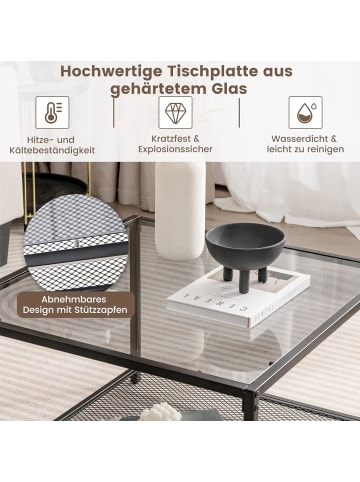 COSTWAY Glas-Couchtisch 70cm in Grau