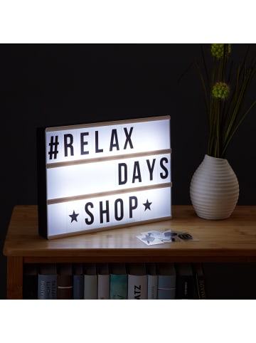 relaxdays Light Box mit 85 Zeichen in Weiß/Schwarz