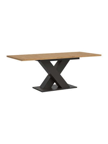 xonox.home Esstisch (B/H/T): 150-190x76x90 in eichefarben und grau mit  X-Gestell