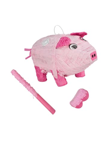 relaxdays 3-tlg. Pinata Set "Schwein" in Rosa