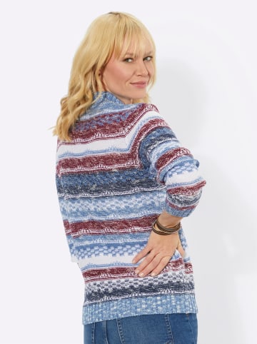 WITT WEIDEN Pullover in mittelblau-bordeaux-gemustert