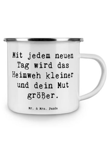 Mr. & Mrs. Panda Blechtasse Spruch Heimweh überwinden Mut mit Sp... in Weiß