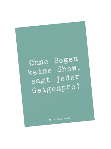 Mr. & Mrs. Panda Postkarte Spruch Geige Bogen mit Spruch in Meeresbrise