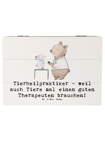 Mr. & Mrs. Panda Holzkiste Tierheilpraktiker mit Spruch in Weiß