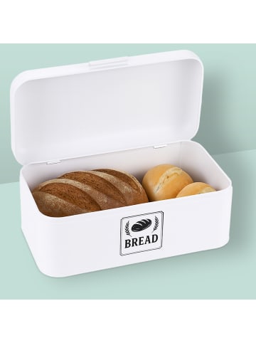 relaxdays Brotkasten in Weiß – (B)42 x (H)17 x (T)24 cm