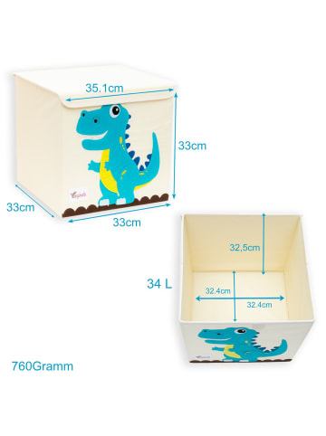 Intirilife Aufbewahrungsbox mit Deckel Kinder kompatibel mit Kallax Regalen in Dinosaurier
