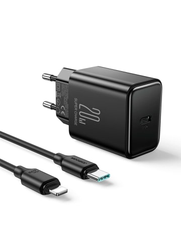 COFI 1453 Joyroom Ladegerät 20W mit 1m Kabel USB-C kompatibel mit iPhone in Schwarz