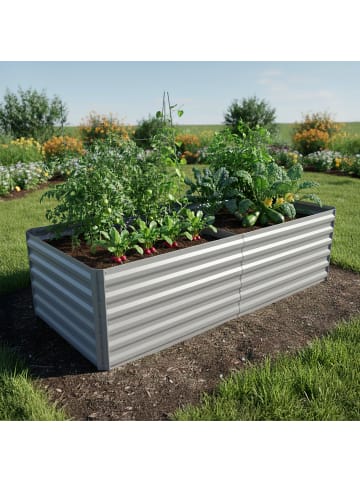 relaxdays Hochbeet in Hellgrau - (B)200 x (H)60 x (T)100 cm