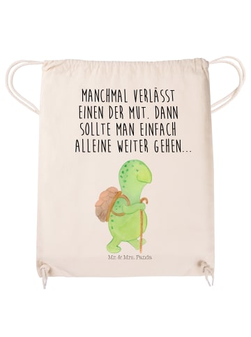 Mr. & Mrs. Panda Materialzugbeutel Schildkröte Wanderer mit Spruch in Creme