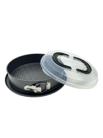 relaxdays Springform mit Deckel in Anthrazit/ Transparent - Ø 26 cm