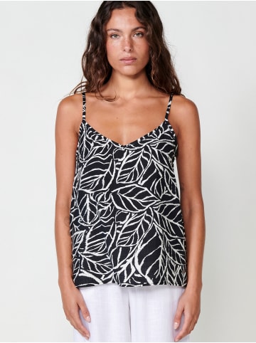 KOROSHI FLORAL PRINT SPAGHETTI STRAP BLOUSE in SCHWARZ