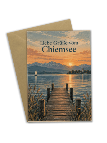 Klappkarte See ruhig Design mit Spruch in Weiß