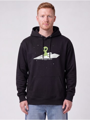 wat? Apparel Sweatshirt Alien on a paper plane in Schwarz