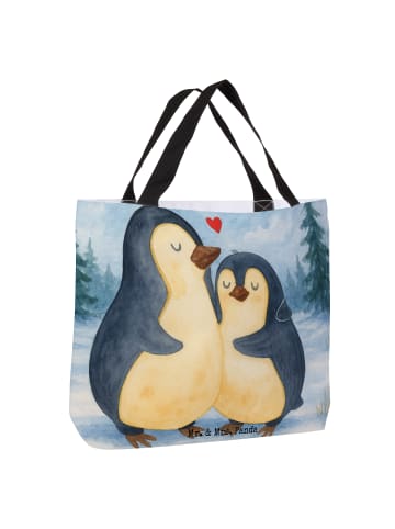 Mr. & Mrs. Panda Shopper Pinguin umarmen Design ohne Spruch in Weiß