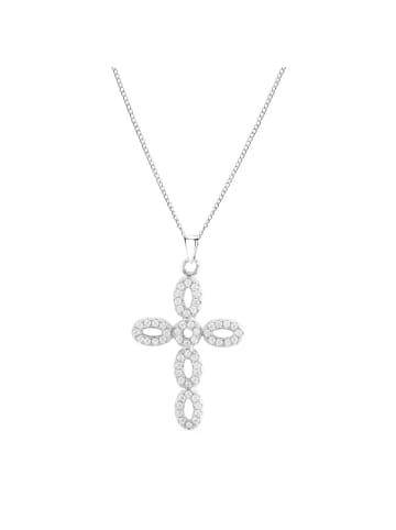 Alexander York Kette mit Anhänger KREUZ mit Zirkonia in 925 Sterling Silber, 2-tlg.