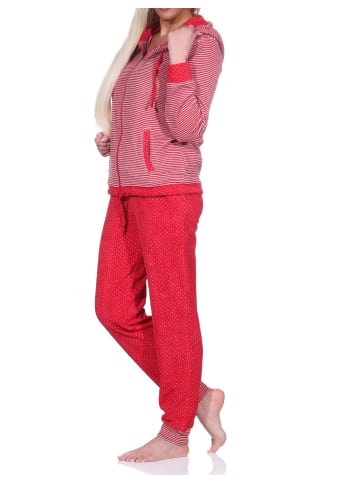 NORMANN Frottee Hausanzug Bündchen Tupfen und Ringeldesign - 76836 in Ringel