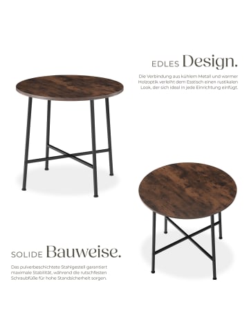 tectake Runder Esszimmertisch, 80 x 76 cm, gestaltet im Industrial Style