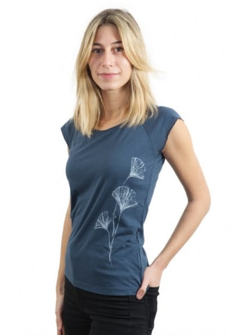 Life-Tree Rundhals T-Shirt für Damen in blau