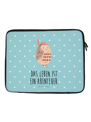 Mr. & Mrs. Panda Laptop Hülle Eule Federschmuck mit Spruch in Türkis Pastell