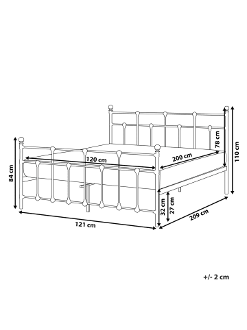 Beliani Doppelbett LYNX in Schwarz - (W) 121 x (H) 110 x (L) 209 cm