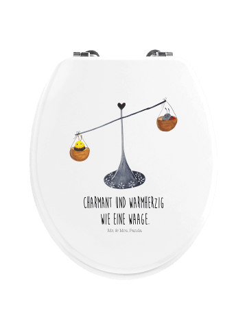 Mr. & Mrs. Panda Klo-Deckel Sternzeichen Waage mit Spruch in Weiß