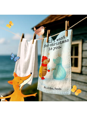 Mr. & Mrs. Panda Handtuch Nachtfalter Schneemann Design mit Spruch in Weiß