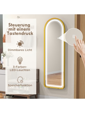 HOMCOM Ganzkörperspiegel-151,5L x 50B x 4H cm-Gold