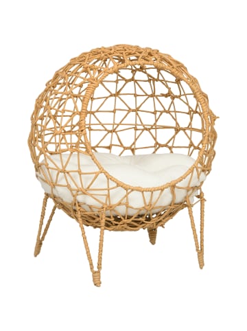 Pawhut Rattan Katzenkorb Braun Metall