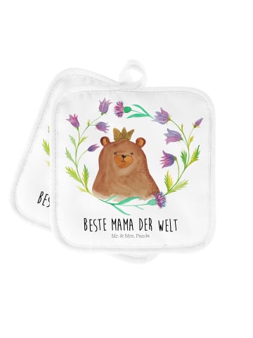 Mr. & Mrs. Panda Topfhandschuhe Bär Königin mit Spruch in Weiß