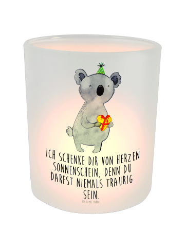 Mr. & Mrs. Panda Kerzenhalter Glas Koala Geschenk mit Spruch in Transparent