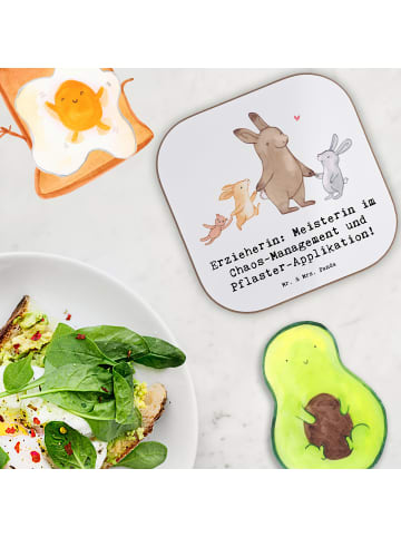 Mr. & Mrs. Panda Untersetzer Quadratisch Erzieherin Chaos-Manage... in Weiß