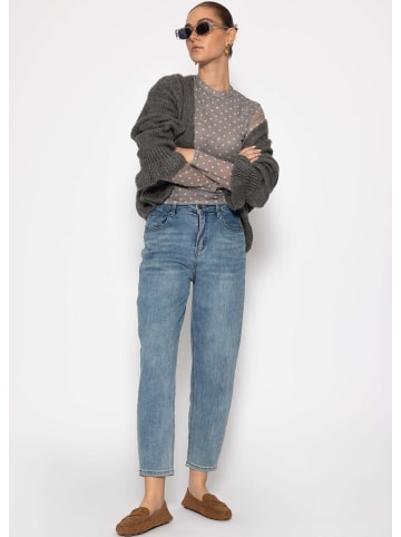 SASSYCLASSY Mesh Langarmshirt mit Punkten in Grau