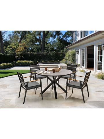 Beliani 9-tlg Gartentisch Set MALETTO/TAVIANO in Grau/Schwarz/Braun