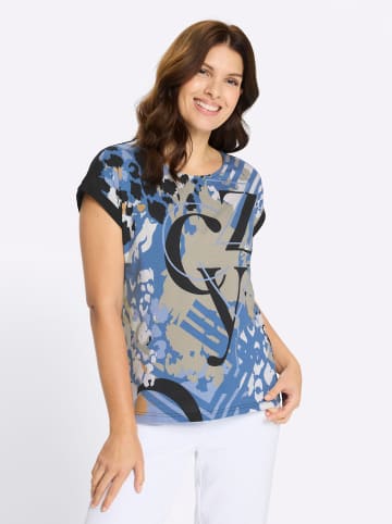 Sieh an! Kurzarm-Shirt in eisblau-schwarz-bedruckt