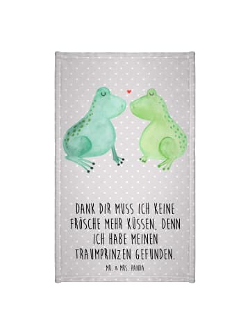 Mr. & Mrs. Panda Gästehandtuch Frosch Liebe mit Spruch in Grau Pastell