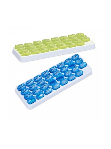 relaxdays 2 x Tablettenbox in Grün/ Blau - 31 Tage