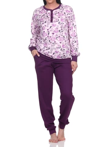 NORMANN r interlock Schlafanzug Pyjama lang Bündchen - 75969 in rosa