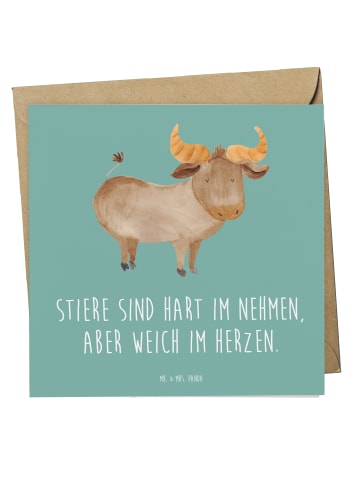 Mr. & Mrs. Panda Grußkarte Stier Herz mit Spruch in Meeresbrise