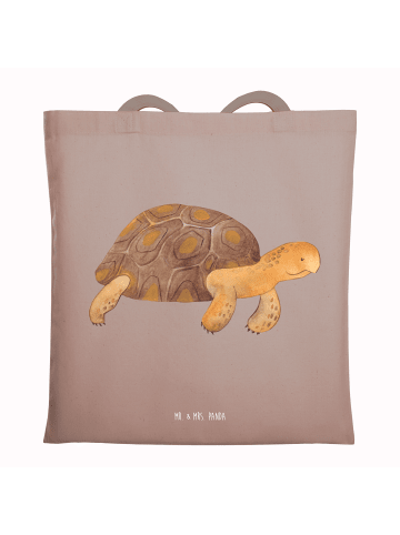 Mr. & Mrs. Panda Tote Bag Schildkröte MHerzieren ohne Spruch in Braun Pastell