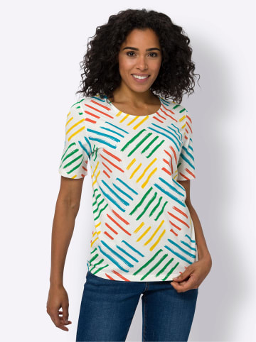 Sieh an! Kurzarm-Shirt in ecru-türkis-bedruckt