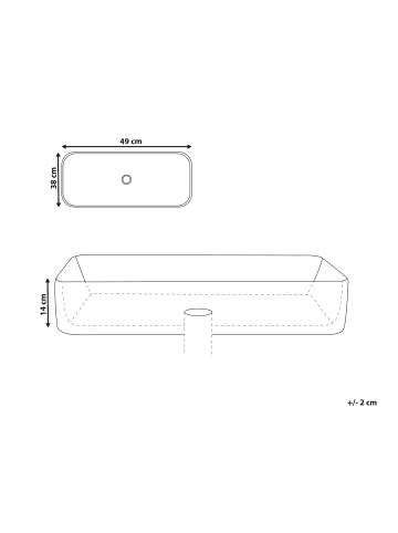 Beliani Waschbecken TRAVESIA in Schwarz - (W) 49 x (H) 14 x (L) 38 cm