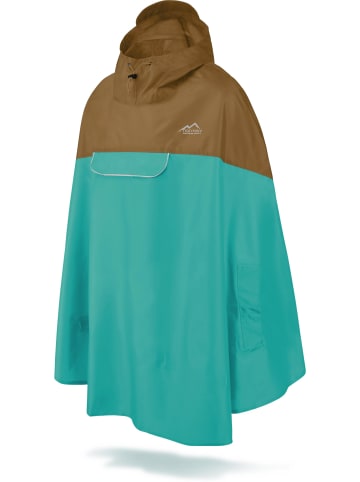 Normani Outdoor Sports Unisex Regenponcho wasserdicht Cherrapunji in Braun/Petrol