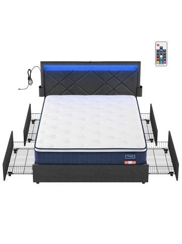 VASAGLE Bettgestell in Dunkelgrau - (B)149 x (H)94.7 x (T)210.2 cm