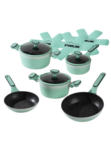 Stoneline Kochgeschirr-Set 11-teilig 18/20/24 | mit Deckeln in Mint