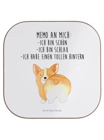 Mr. & Mrs. Panda Untersetzer Corgi Po mit Spruch in Weiß