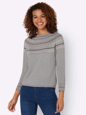 WITT WEIDEN Norwegerpullover in grau-meliert-gemustert