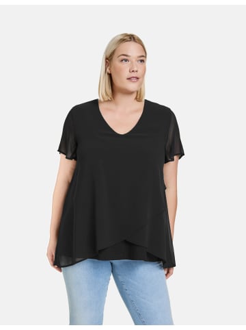 SAMOON T-Shirt Kurzarm Rundhals in Black